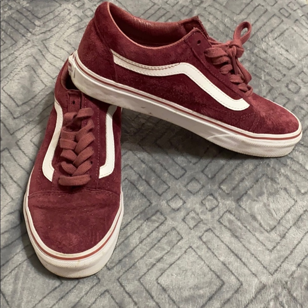 Maroon Vans sneakers